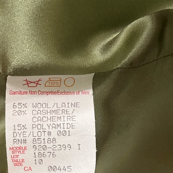 MAINBOCHER Green Cashmere Wool Vintage Open Jacket Size 10 - Picture 9 of 9